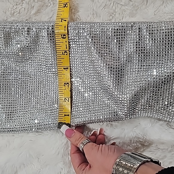 Rhinestone Sparkling Silver Tall Boots NIB - Picture 7 of 8